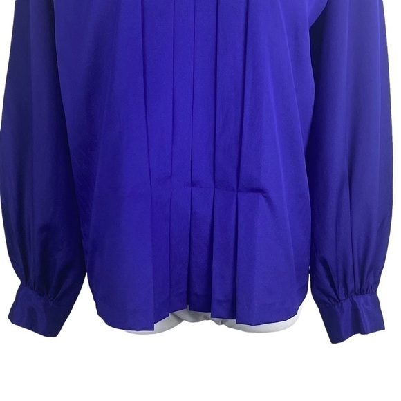 Liz Claiborne Vintage Pleated Front Button Down Back Blouse Women's 8 Purple - Picture 6 of 12